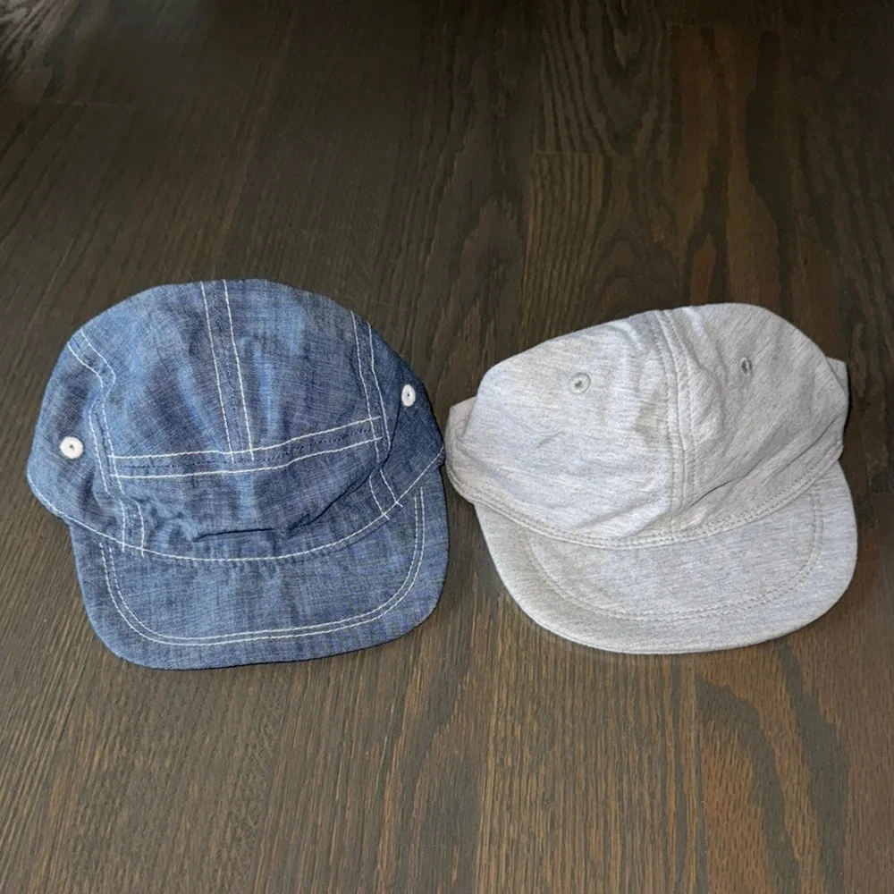Keepersheep Light Gray & Chambray Baby Cap Set | 6-12M